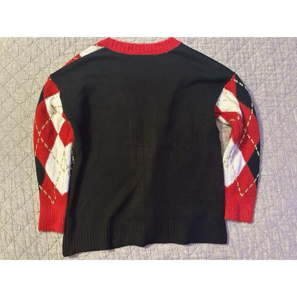 Celebrate Together Ugly Christmas Sweater Cardigan L Oh Snap Gingerbread Argyle - Picture 10 of 11